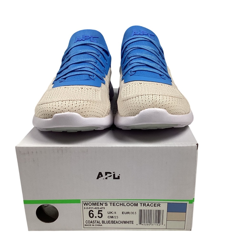 APL Women's Techloom Tracer Running Shoes Coastal Blue Beach White Size 6.5